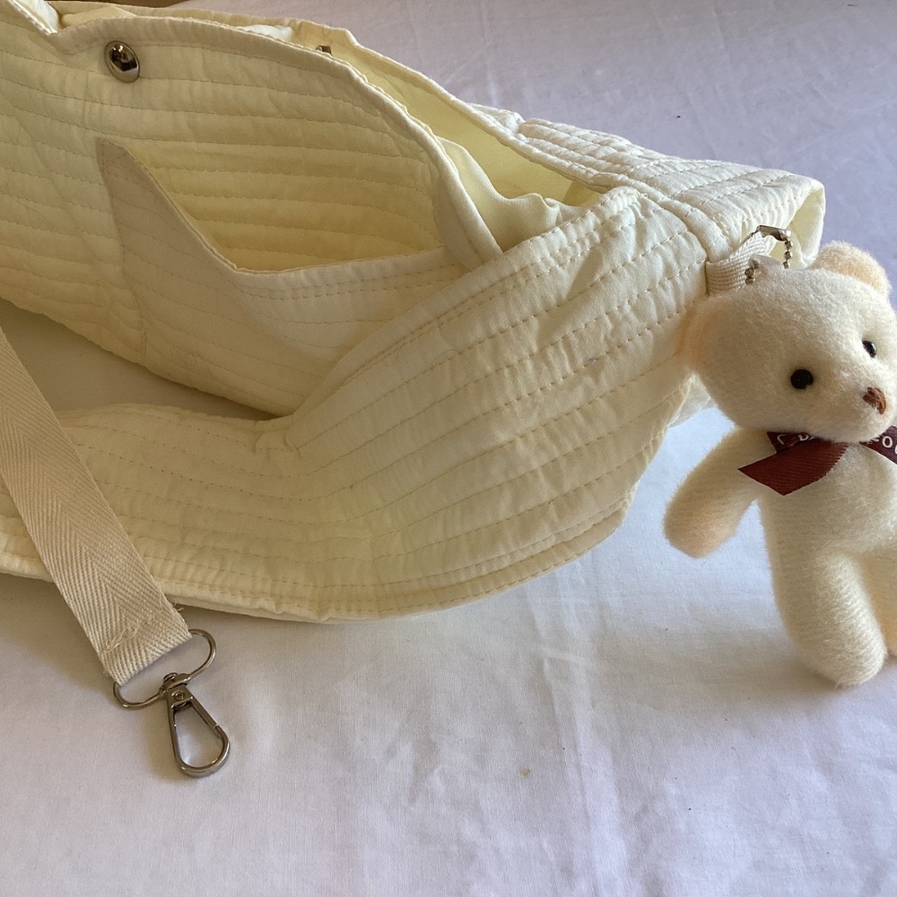 Cream Quilted Pet Sling Carrier - Comfortable Hands-Free Dog Carrier #C - Picture 5 of 9